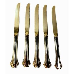 FB Rogers Golden Plated Electroplate American Chipendale Flat 5 Butter Cutters